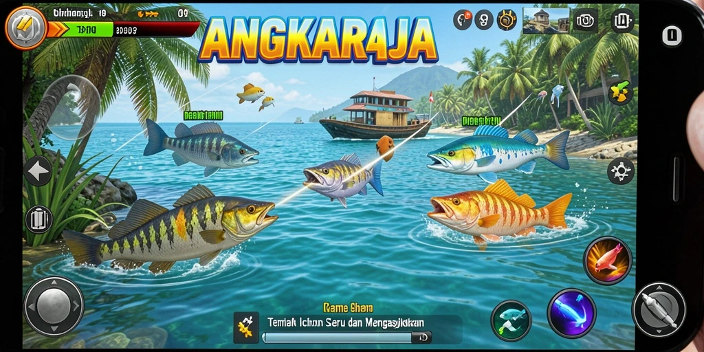 Tangkapan layar gameplay Tembak Ikan ANGKARAJA yang seru.