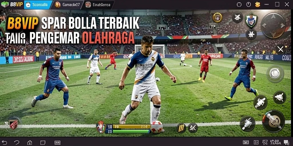 Tampilan gameplay yang mendebarkan dari B8VIP di lapangan sepak bola.