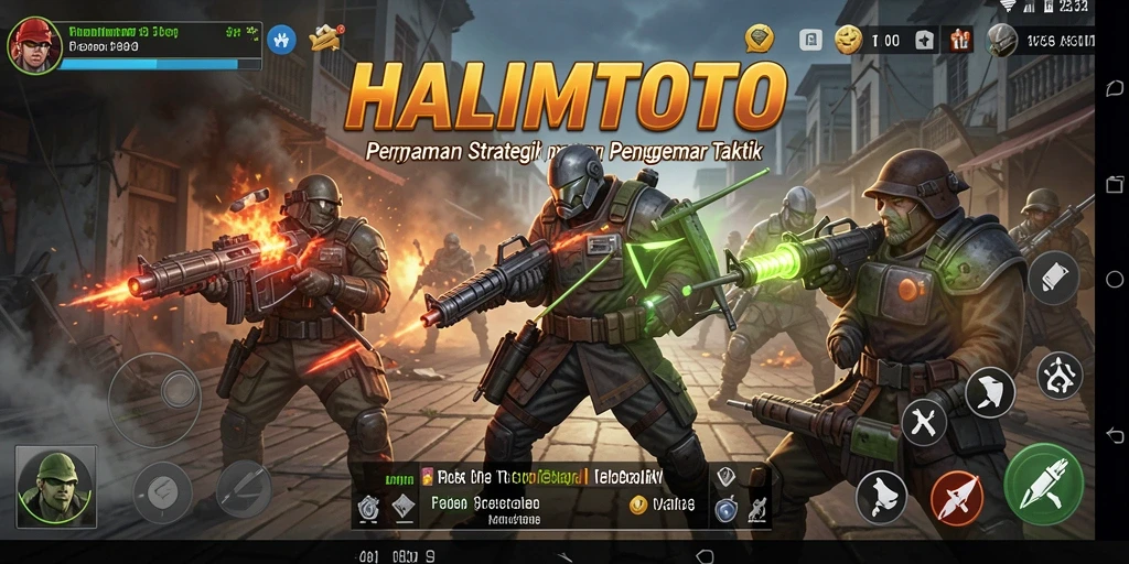 Tangkapan layar HALIMTOTO menampilkan aksi strategi yang intens dan mendebarkan.