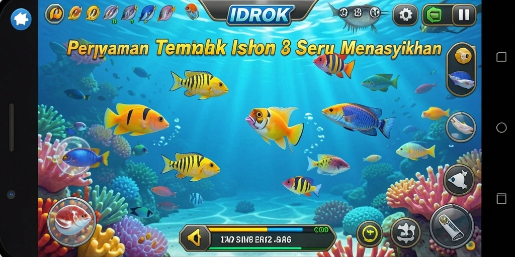 Tangkapan layar utama yang menunjukkan keseruan gameplay Tembak Ikan.