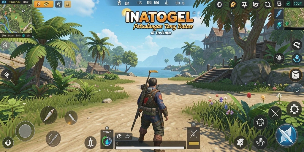 Screenshot gameplay INATOGEL yang menunjukkan eksplorasi dunia terbuka.