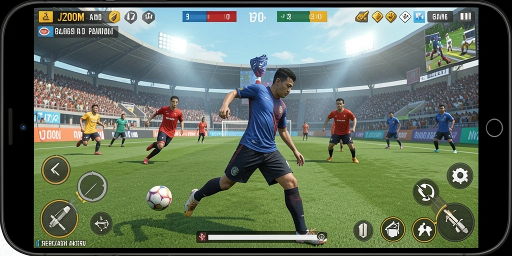 Tampilan gameplay seru J200M dalam pertandingan olahraga.