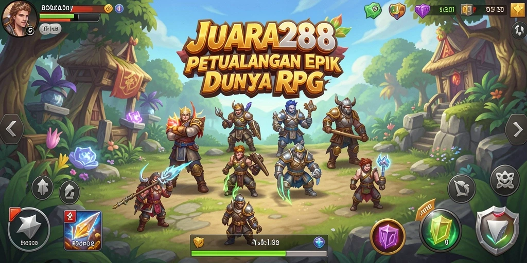Tampilan gameplay JUARA288 menampilkan aksi pertarungan mendebarkan di dunia fantasi.