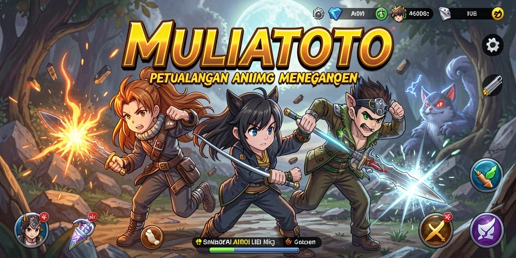 Tampilan gameplay MULIATOTO dengan karakter anime yang menawan.