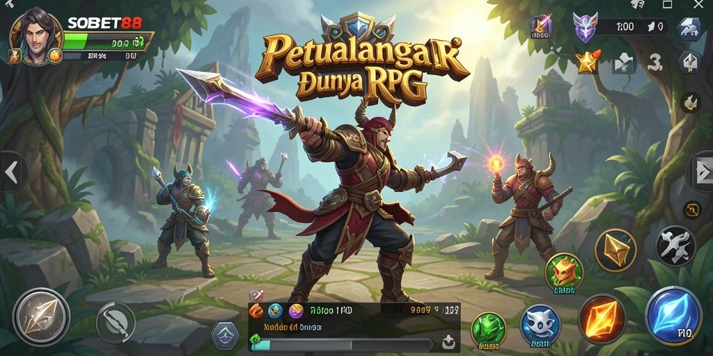 Screenshot utama SOBET88 menampilkan aksi seru dalam permainan RPG.