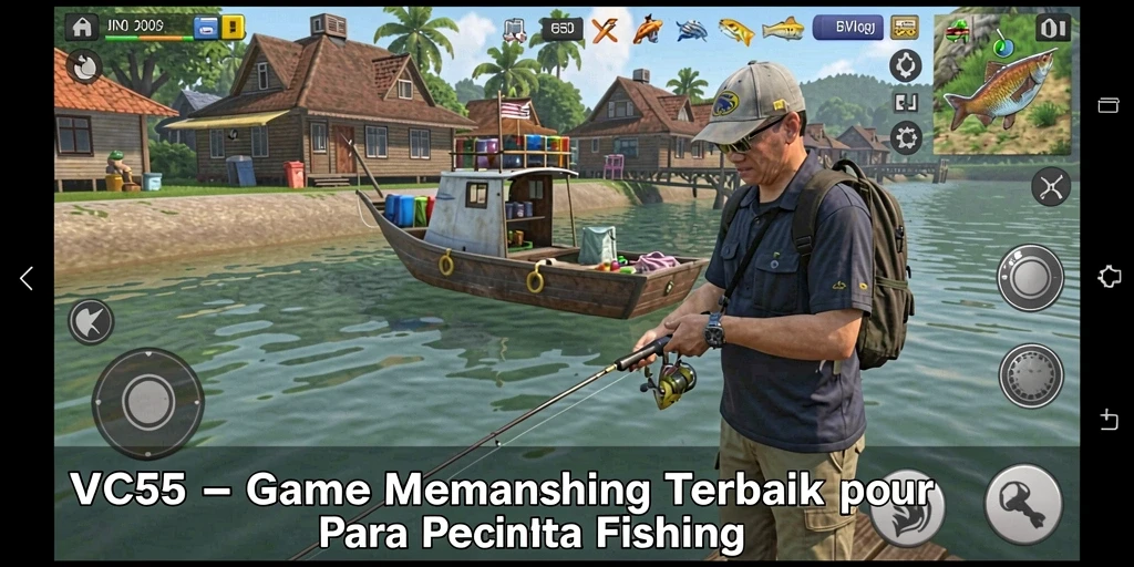 Screenshot VC55 menampilkan gameplay memancing yang seru dan mendebarkan.