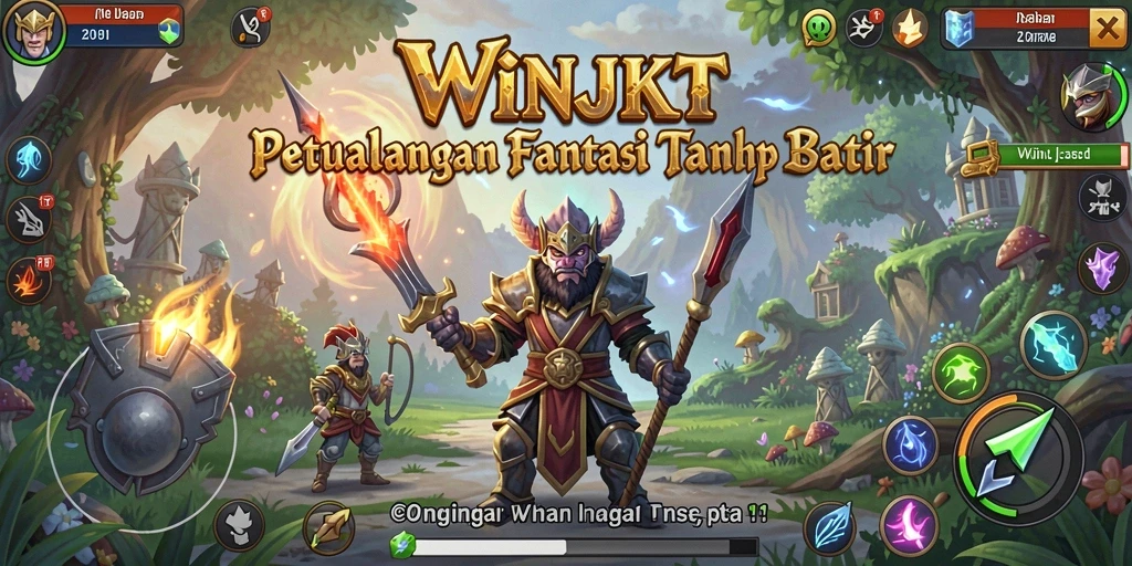 Tampilan gameplay WINJKT dengan karakter dan lingkungan RPG yang indah.
